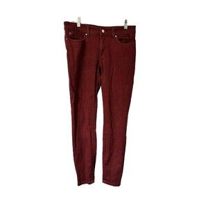 Ivanka Trump Burgundy Skinny Jeans Size 6 Mid Rise Ankle Sculpting Denim Pants